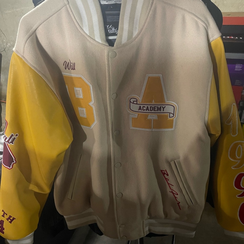 Varsity Jacket with Leather Sleeves “Bel-Air”- Large